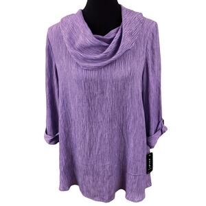 Yushi Boho Crinkle Rayon Purple Tunic Size M New With Tags Lightweight